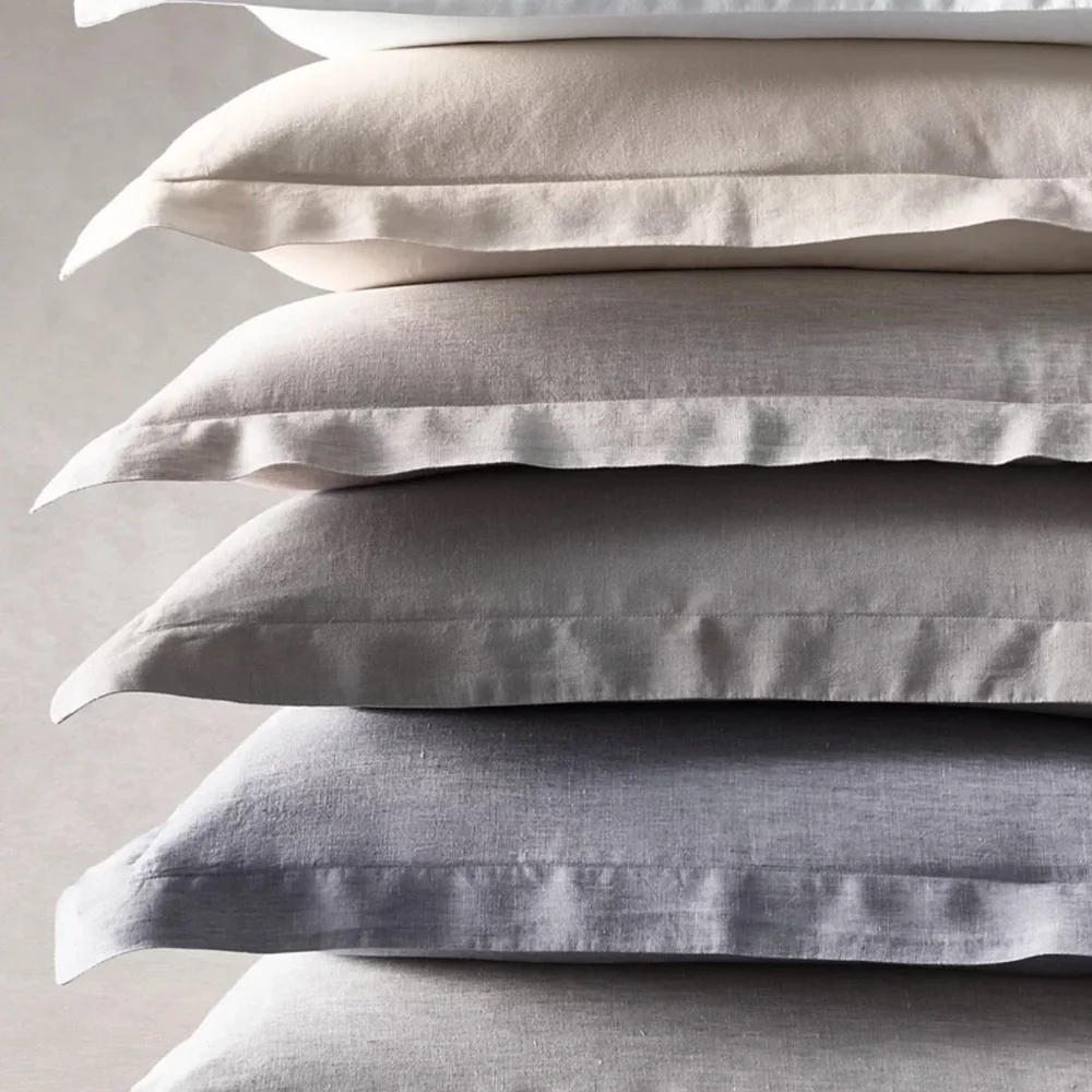 NWT RESTORATION HARDWARE Belgian Linen Vtg Washed 2 Standard Pillow Cases Indigo